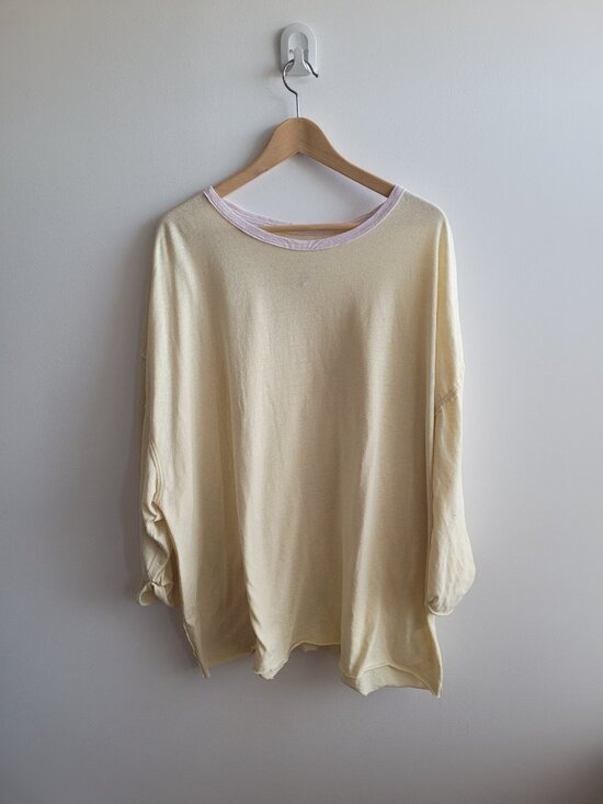 We The Free Tops - Free People "We the Free" 100% Cotton Baby Yellow 3/4 Sleeve T-Shirt-XL